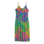 Psychedelic Surface Print Jersey Midi Cami Dress