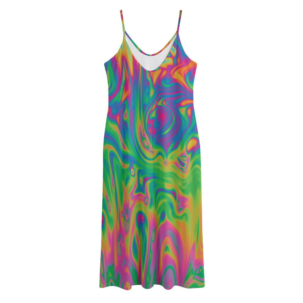 Psychedelic Surface Print Jersey Midi Cami Dress