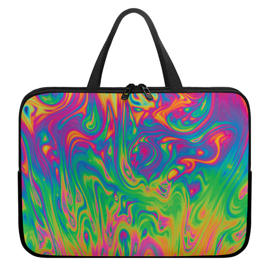 Psychedelic Surface Print Laptop Sleeve With Handle