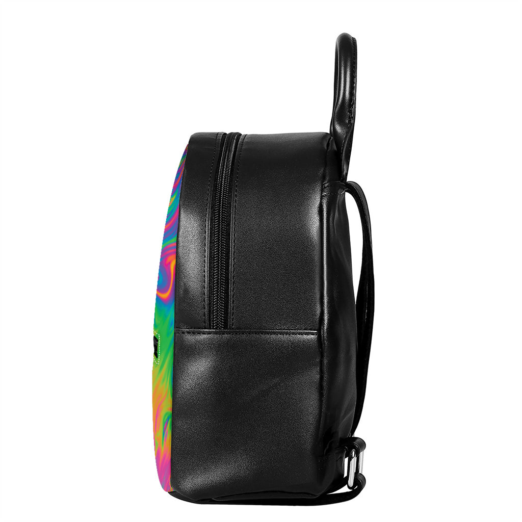Psychedelic Surface Print Leather Backpack