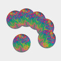Psychedelic Surface Print Leather Coaster Set