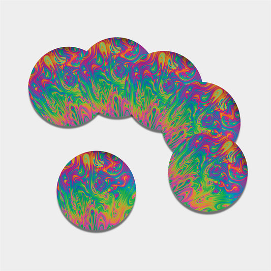 Psychedelic Surface Print Leather Coaster Set