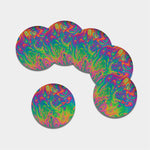 Psychedelic Surface Print Leather Coaster Set