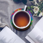 Psychedelic Surface Print Leather Coaster Set