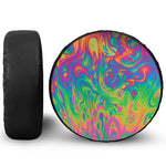 Psychedelic Surface Print Leather Spare Tire Cover