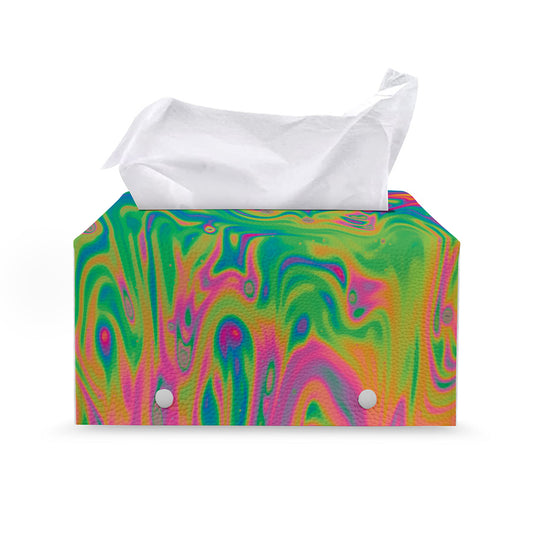 Psychedelic Surface Print Leather Tissue Box Cover