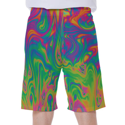 Psychedelic Surface Print Men's Beach Shorts
