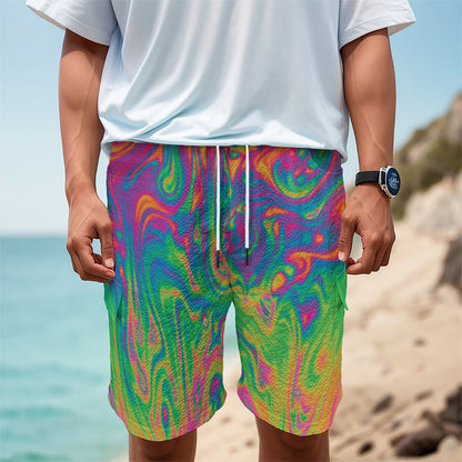 Psychedelic Surface Print Men's Cargo Shorts