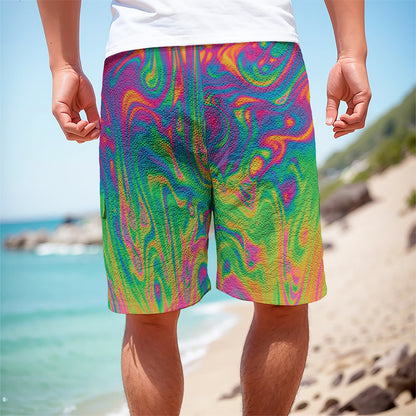 Psychedelic Surface Print Men's Cargo Shorts