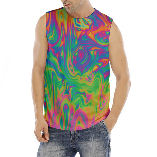 Psychedelic Surface Print Men's Fitness Tank Top