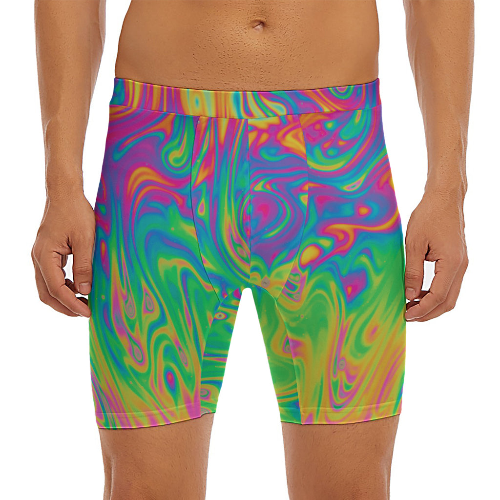 Psychedelic Surface Print Men's Long Boxer Briefs