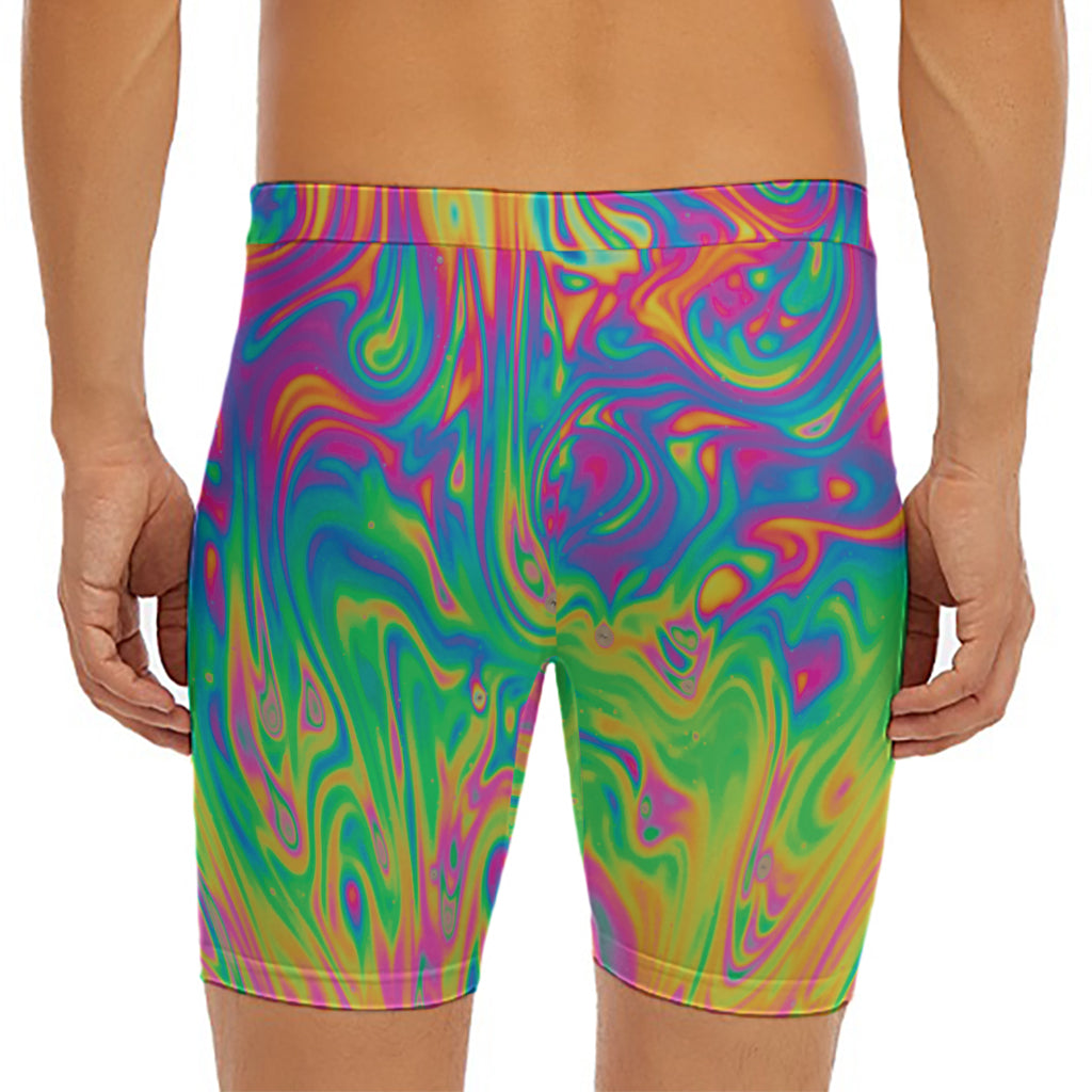Psychedelic Surface Print Men's Long Boxer Briefs