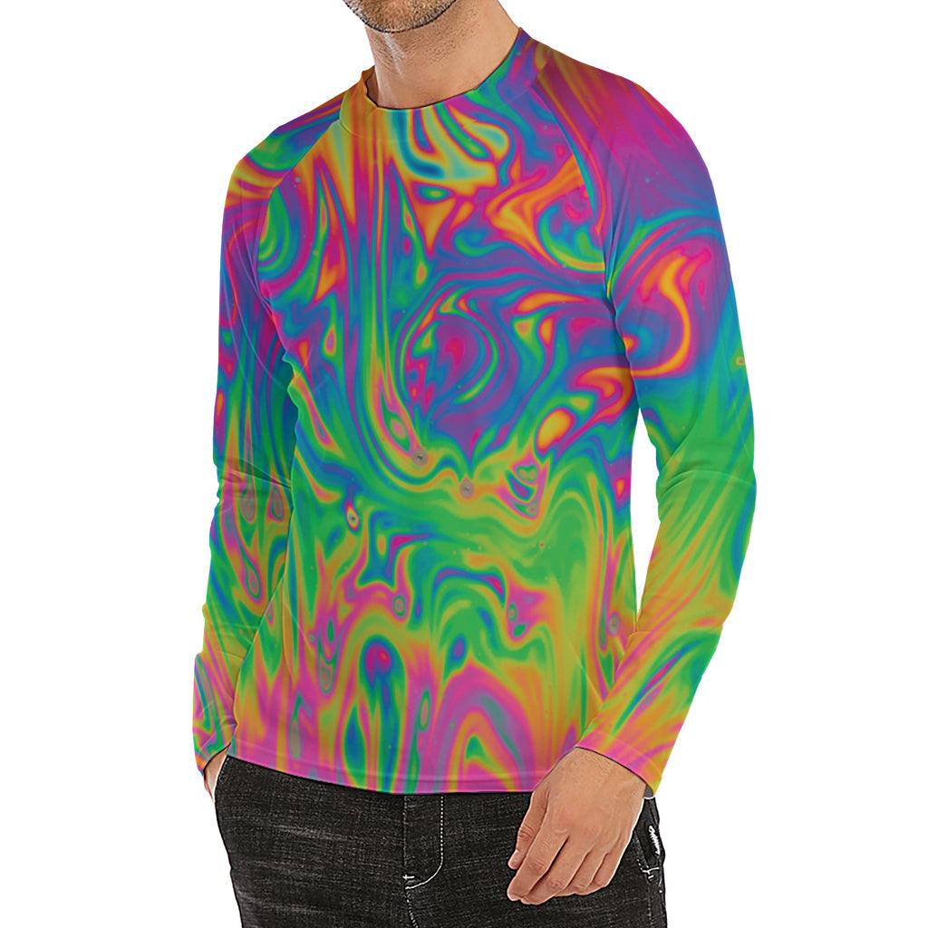 Psychedelic Surface Print Men's Long Sleeve Rash Guard