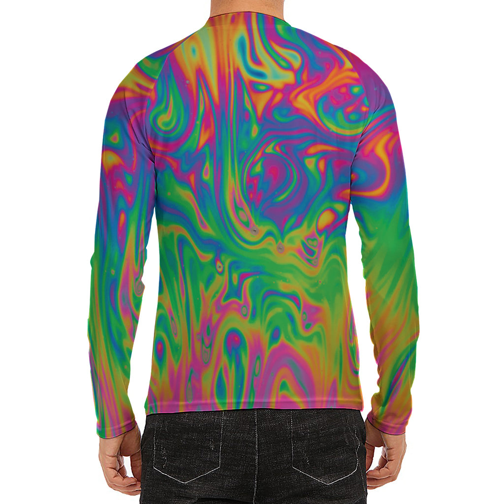 Psychedelic Surface Print Men's Long Sleeve Rash Guard