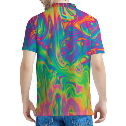 Psychedelic Surface Print Men's Polo Shirt