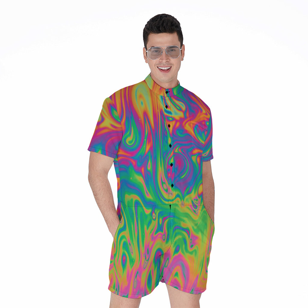 Psychedelic Surface Print Men's Rompers