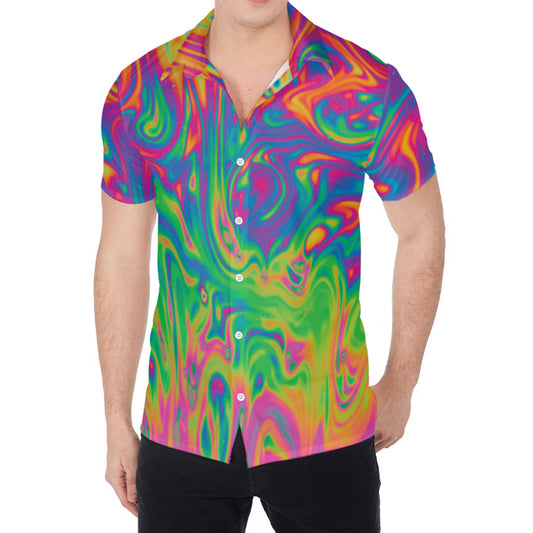 Psychedelic Surface Print Men's Shirt