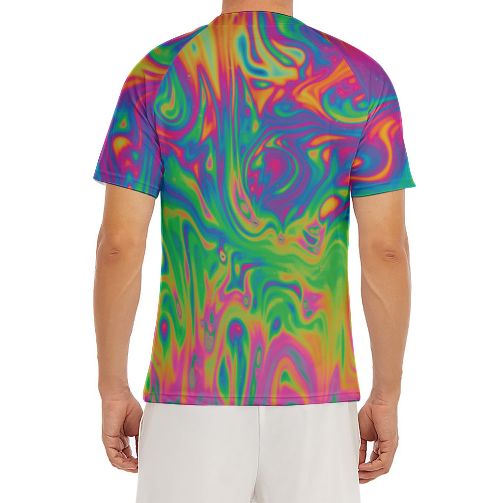 Psychedelic Surface Print Men's Short Sleeve Rash Guard