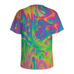 Psychedelic Surface Print Men's Sports T-Shirt