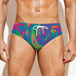 Psychedelic Surface Print Men's Swim Briefs