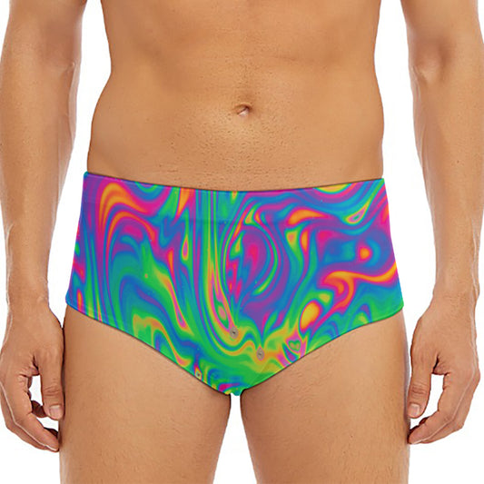 Psychedelic Surface Print Men's Triangle Swim Briefs