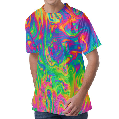 Psychedelic Surface Print Men's Velvet T-Shirt