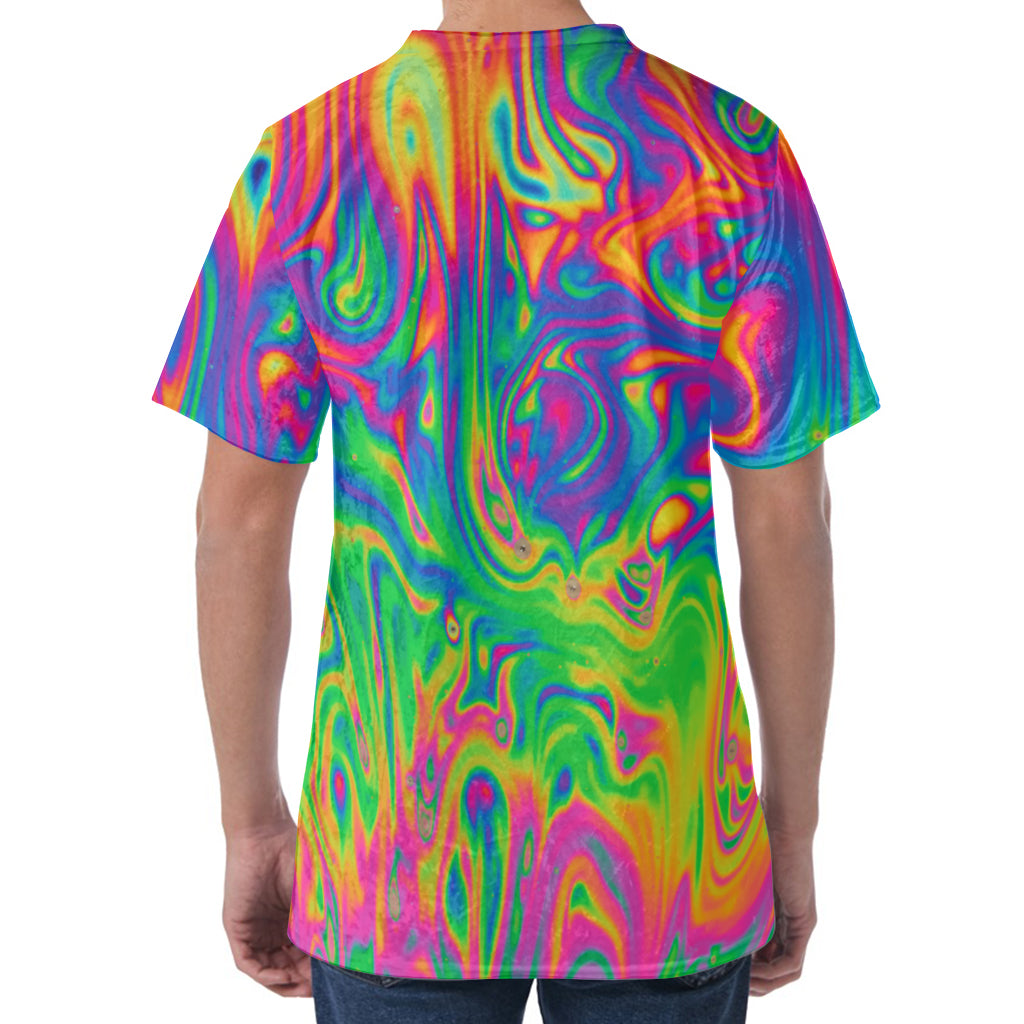 Psychedelic Surface Print Men's Velvet T-Shirt