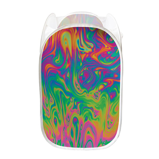 Psychedelic Surface Print Mesh Laundry Hamper