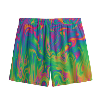Psychedelic Surface Print Mesh Shorts