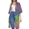 Psychedelic Surface Print Open Front Beach Cover Up