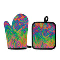 Psychedelic Surface Print Oven Mitt And Pot Holder Set