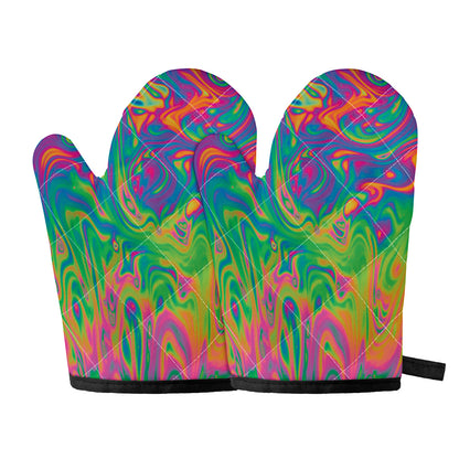 Psychedelic Surface Print Oven Mitts