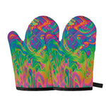 Psychedelic Surface Print Oven Mitts