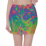 Psychedelic Surface Print Pencil Mini Skirt