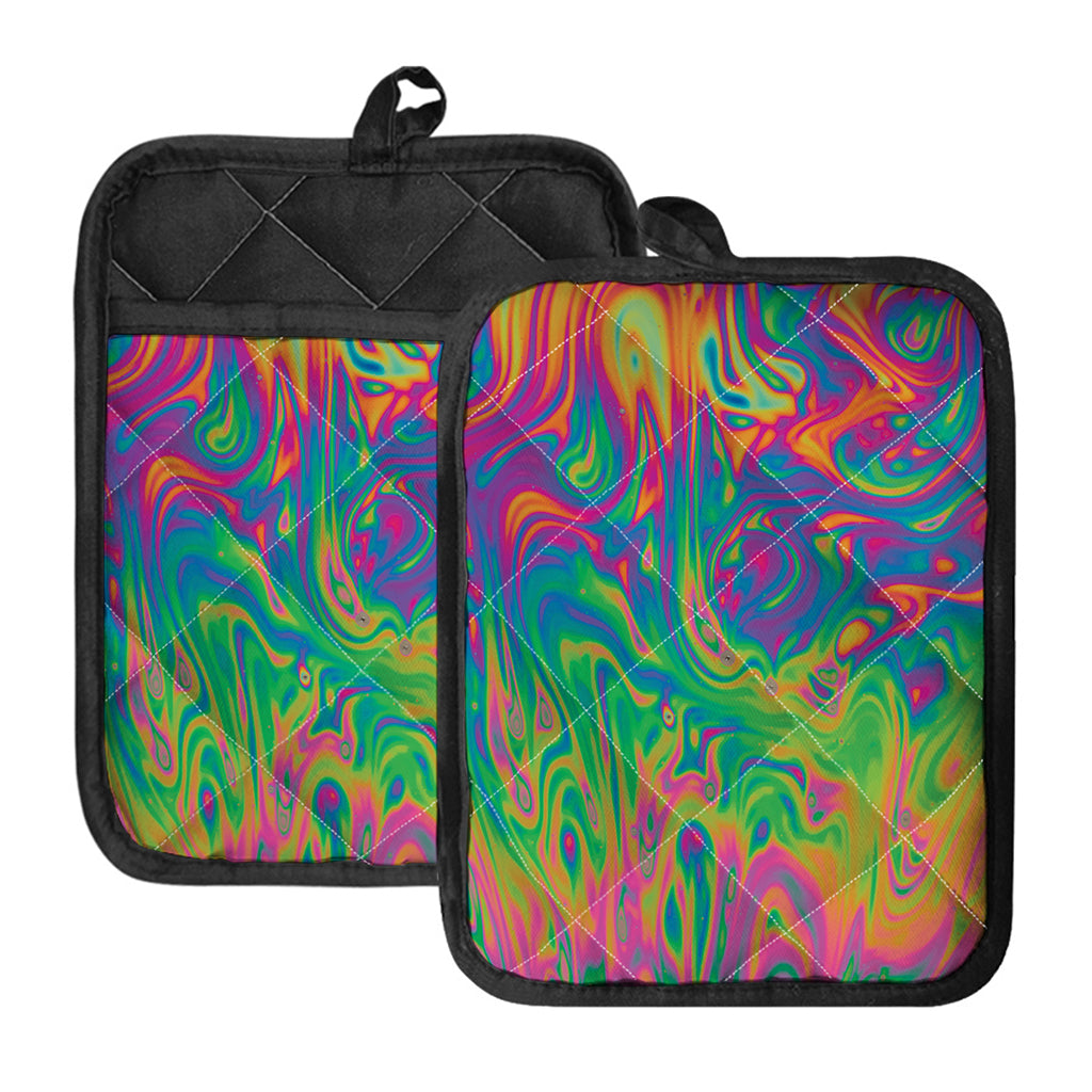 Psychedelic Surface Print Pot Holders With Pocket