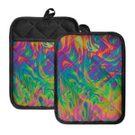 Psychedelic Surface Print Pot Holders With Pocket