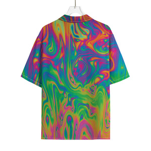 Psychedelic Surface Print Rayon Hawaiian Shirt