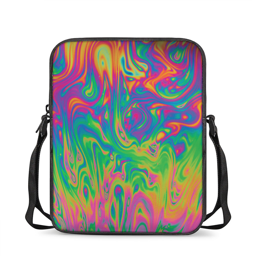 Psychedelic Surface Print Rectangular Crossbody Bag