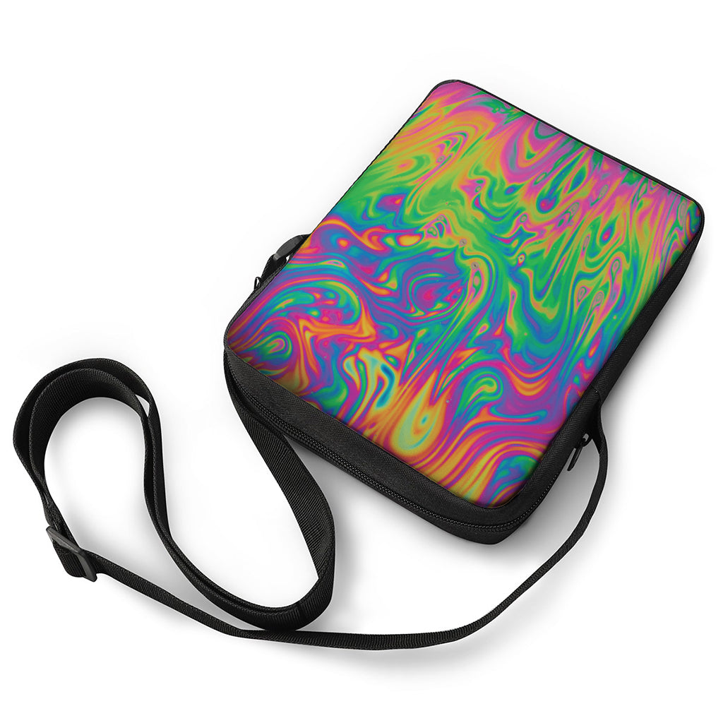 Psychedelic Surface Print Rectangular Crossbody Bag