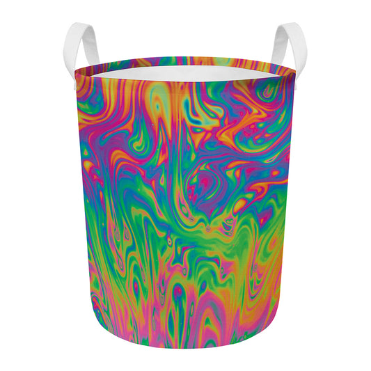 Psychedelic Surface Print Round Laundry Basket