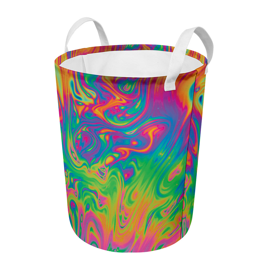 Psychedelic Surface Print Round Laundry Basket
