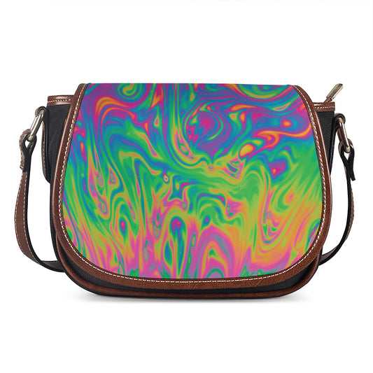 Psychedelic Surface Print Saddle Bag