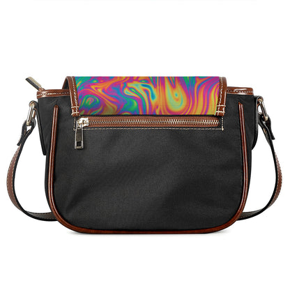 Psychedelic Surface Print Saddle Bag