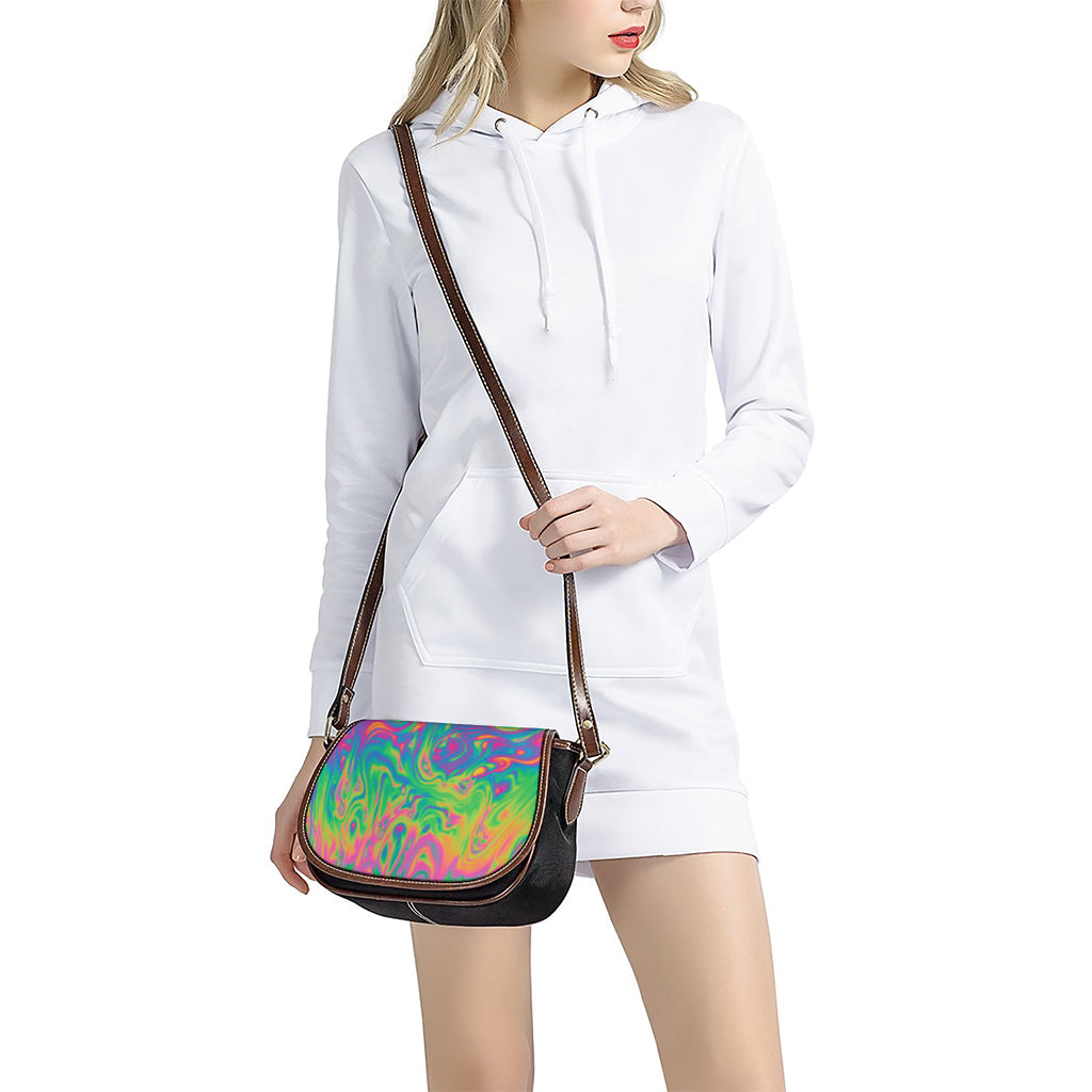 Psychedelic Surface Print Saddle Bag