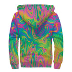 Psychedelic Surface Print Sherpa Lined Zip Up Hoodie