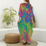 Psychedelic Surface Print Silk V-Neck Kaftan Dress