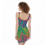 Psychedelic Surface Print Sleeveless Bodycon Dress