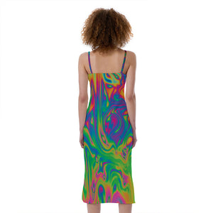 Psychedelic Surface Print Slim Fit Midi Cami Dress