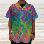 Psychedelic Surface Print Textured Short Sleeve Shirt