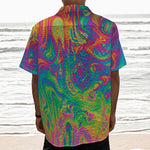 Psychedelic Surface Print Textured Short Sleeve Shirt